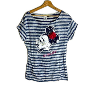 Disney Parks Walt Disney World Minnie Mouse Striped Shirt medium oversized